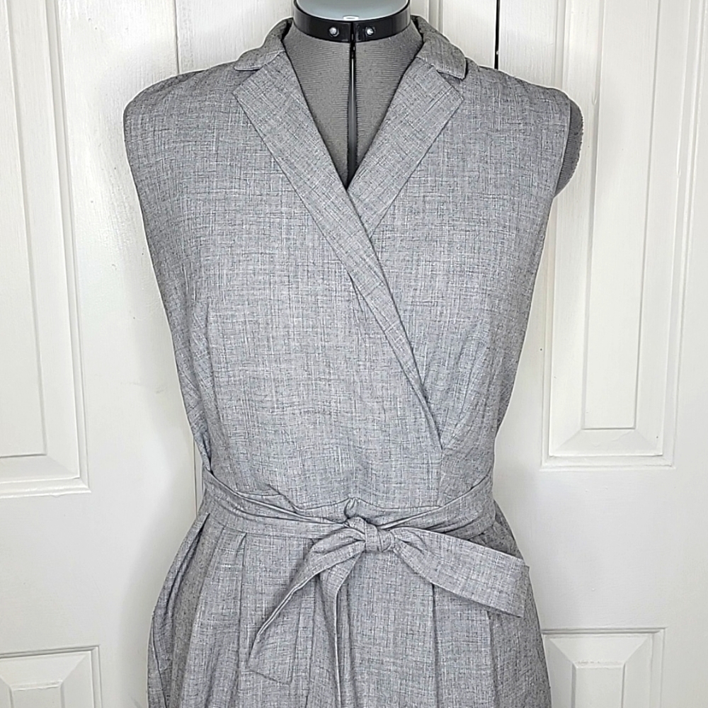 Ann Taylor Belt Wrap Dress Size 10 Light Gray - Picture 2 of 7
